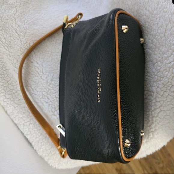 Divina Firenze Italy LILLA Black Trim Leather Shoulder Bag - Picture 4 of 5